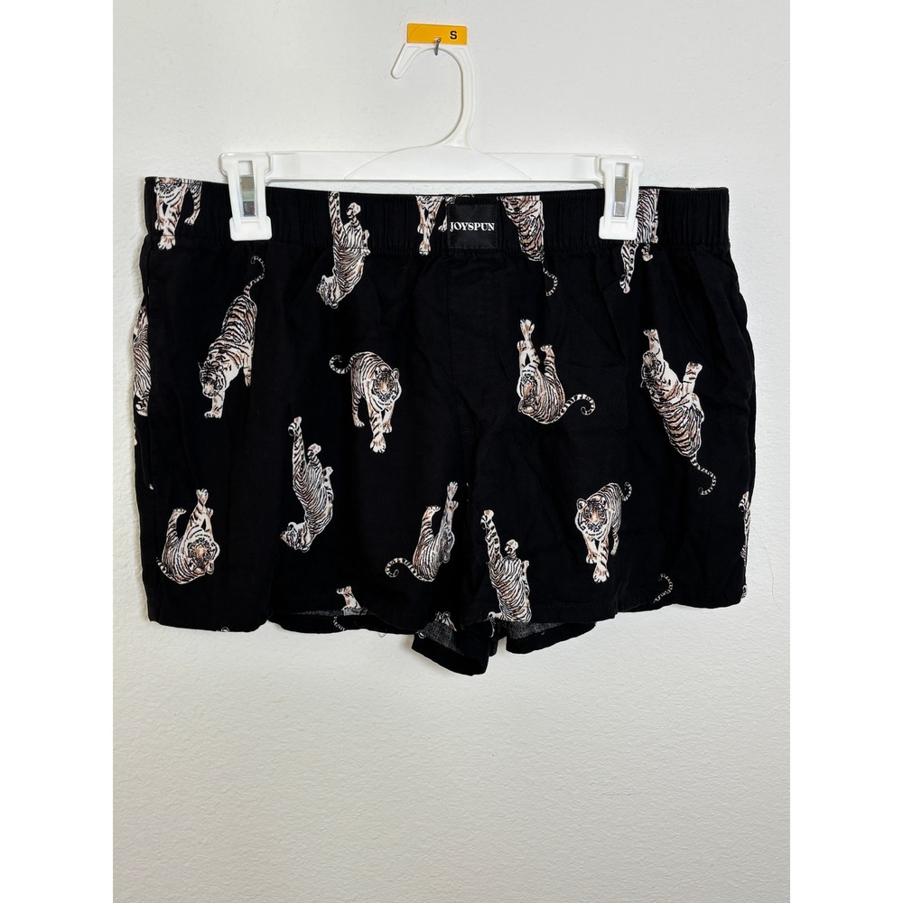 Joyspun Womens Pajama Shorts Black White Tiger Print Size Large 12-14 Loungewear